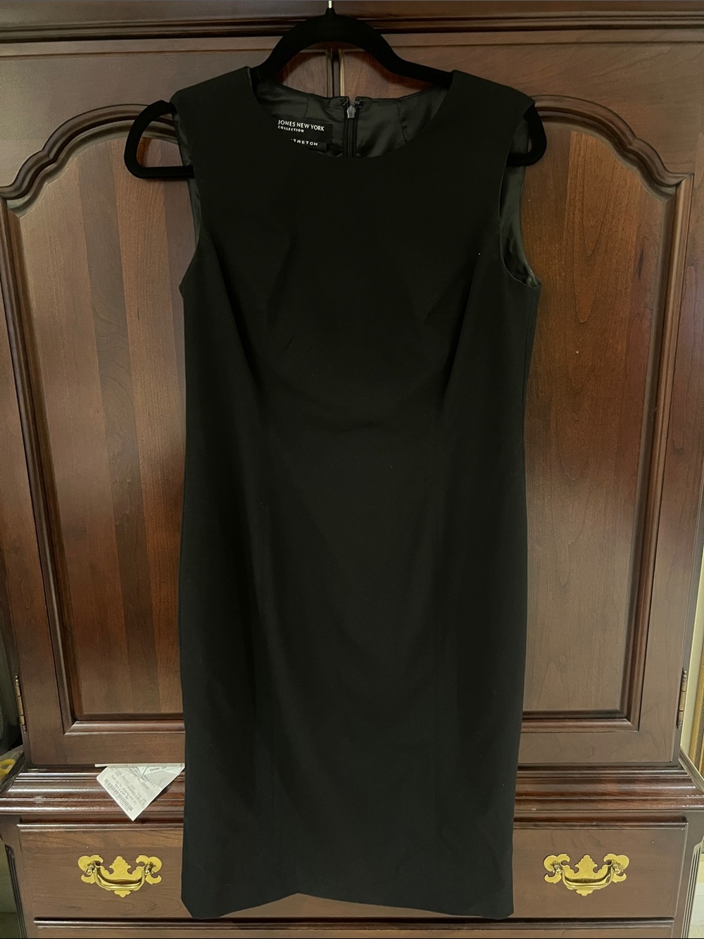Jones New York stretch black Sleeveless Sheath Dress office work zipper